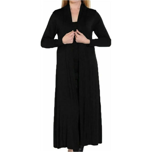 Women’s plus size maxi long cardigan in Black color