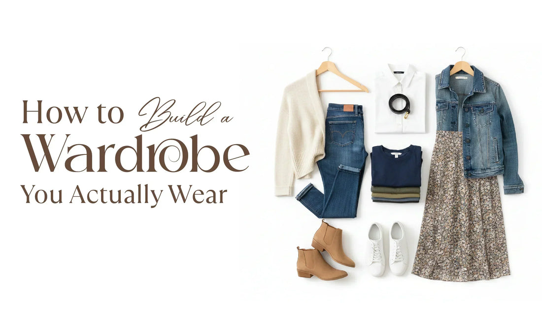 Blog banner for How to Build a Wardrobe You Actually Wear – minimalist fashion guide.