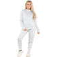 Ladies plain tracksuit joggers and sweatshirt in grey color