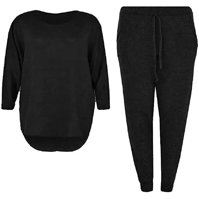 Ladies two piece tracksuit set in Black color