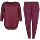 Ladies two piece tracksuit set in Wine color