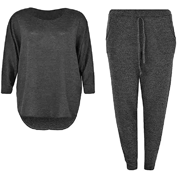 Ladies two piece tracksuit set in Charcoal color