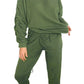 Ladies ruched sleeve hoodie and pants lounge set in Khaki color