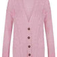 Women’s chunky Aran cable knit button cardigan in Pink color