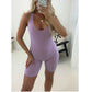 Ladies sleeveless ribbed bodysuit in Lilac color