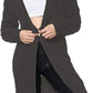 Ladies oversized long hooded cable knit cardigan in Charcoal color