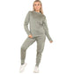 Ladies plain tracksuit joggers and sweatshirt in Khaki color