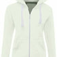 Ladies fleece hooded top with zipper in Cream color