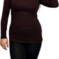 Ladies polo roll neck long sleeve jumper in Chocolate Brown color