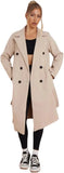 Women's mid-length wool winter coat in Beige color