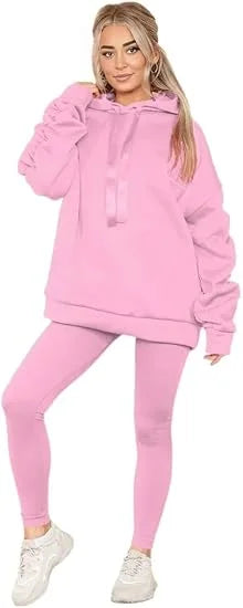 Women’s ruched sleeve oversized hoodie with ribbon detail in Rose Pink color