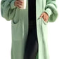 Ladies oversized long cardigan with balloon sleeves and chunky ribbed knit in Mint color