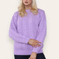 Ladies crew neck thick knit jumper in Lilac color