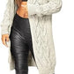 Ladies oversized long hooded cable knit cardigan in Cream color