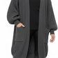 Ladies oversized long cardigan with balloon sleeves and chunky ribbed knit in Charcoal color