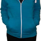 Ladies fleece hooded top with zipper in Turquoise color