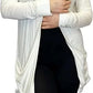 Ladies long sleeve open front pocket cardigan in Cream color