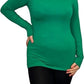 Ladies polo roll neck long sleeve jumper in Jade Green color