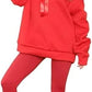 Women’s ruched sleeve oversized hoodie with ribbon detail in Red color