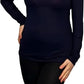 Ladies polo roll neck long sleeve jumper in Navy color