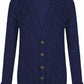 Women’s chunky Aran cable knit button cardigan in Navy color