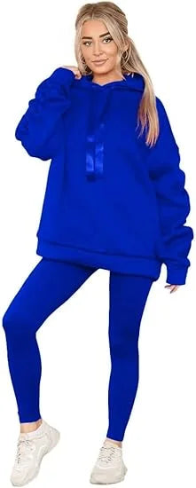 Women’s ruched sleeve oversized hoodie with ribbon detail in Royal Blue color