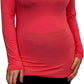 Ladies polo roll neck long sleeve jumper in Coral color