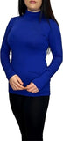 Ladies polo roll neck long sleeve jumper in Royal Blue color