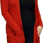Ladies long sleeve open front pocket cardigan in Rust color