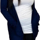Ladies long sleeve open front pocket cardigan in Navy color