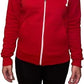 Ladies fleece hooded top with zipper in Red color