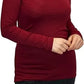 Ladies polo roll neck long sleeve jumper in Wine color
