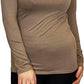 Ladies polo roll neck long sleeve jumper in Mocha color