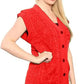 Ladies sleeveless cable knit cardigan vest with 5 buttons and 2 pockets in Red color