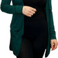Ladies long sleeve open front pocket cardigan in Bottle Green color