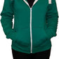 Ladies fleece hooded top with zipper in Jade Green color