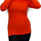 Ladies polo roll neck long sleeve jumper in Orange color