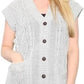 Ladies sleeveless cable knit cardigan vest with 5 buttons and 2 pockets in Silver color