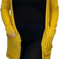 Ladies long sleeve open front pocket cardigan in Mustard color