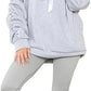 Women’s ruched sleeve oversized hoodie with ribbon detail in Grey color