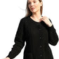 Ladies long sleeve cable knit cardigan with pockets in Black color