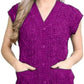 Ladies sleeveless cable knit cardigan vest with 5 buttons and 2 pockets in Purple color