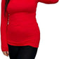Ladies polo roll neck long sleeve jumper in Red color
