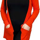 Ladies long sleeve open front pocket cardigan in Orange color