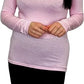 Ladies polo roll neck long sleeve jumper in Pink color
