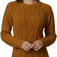 Ladies chunky diamond cable knit long sleeve sweater in Orange color