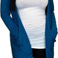 Ladies long sleeve open front pocket cardigan in Teal color