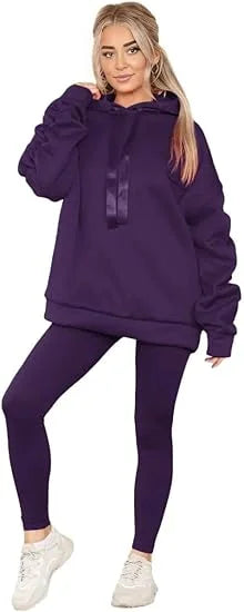 Women’s ruched sleeve oversized hoodie with ribbon detail in Purple color