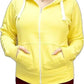 Ladies fleece hooded top with zipper in Lemon color