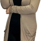 Ladies long sleeve open front pocket cardigan in Mocha color